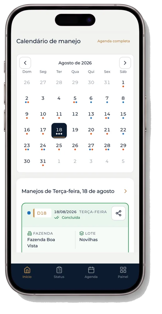Celular com o calendário de manejo do CowSynch